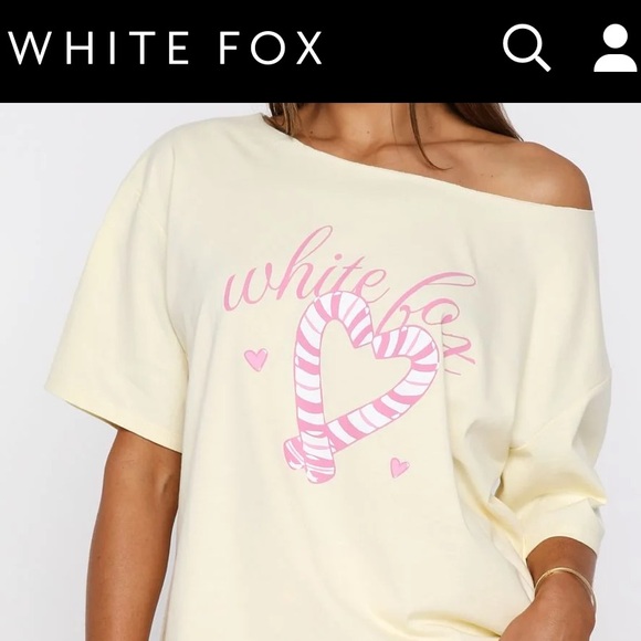 White Fox Boutique Tops - White fox Sweetheart Pyjama Off Shoulder Tee Lemon NET